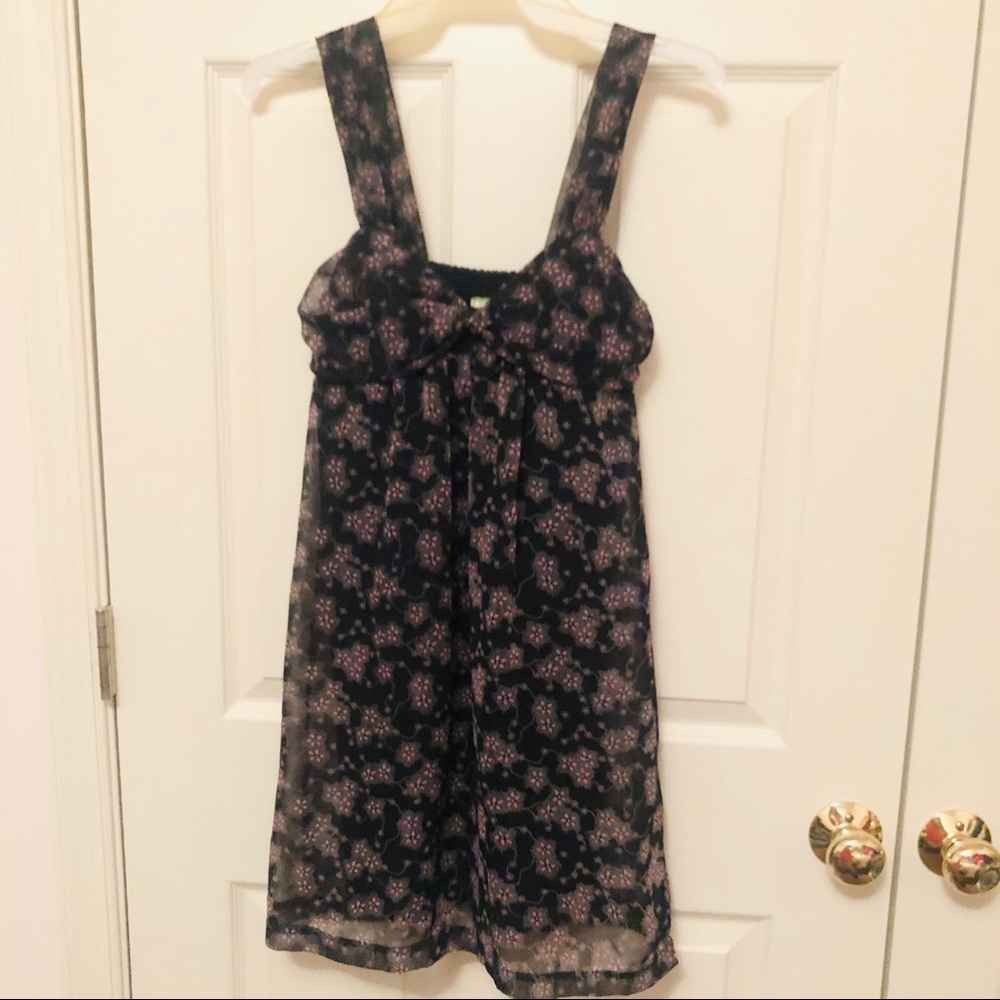 Black and pink floral summer dress